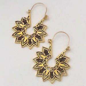 Boho Chic Vintage Gold Drop Hoop Earrings
